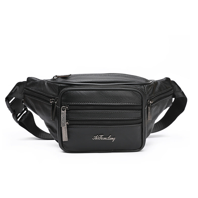 Men's Leather Fashion First Layer Cowhide Trendy Men's Chest Bags