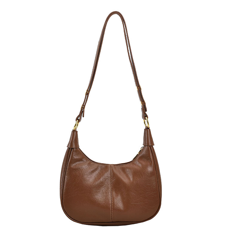 Women's Underarm Oil Wax Leather Trendy Niche Shoulder Bags