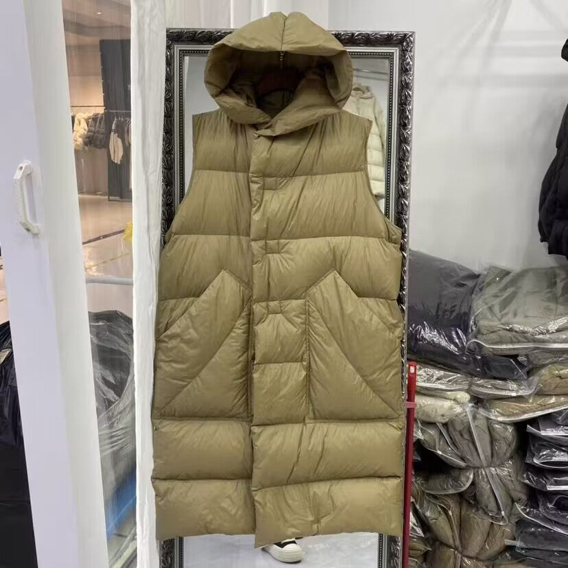 Women's White Duck Down Korean Style Casual Vests