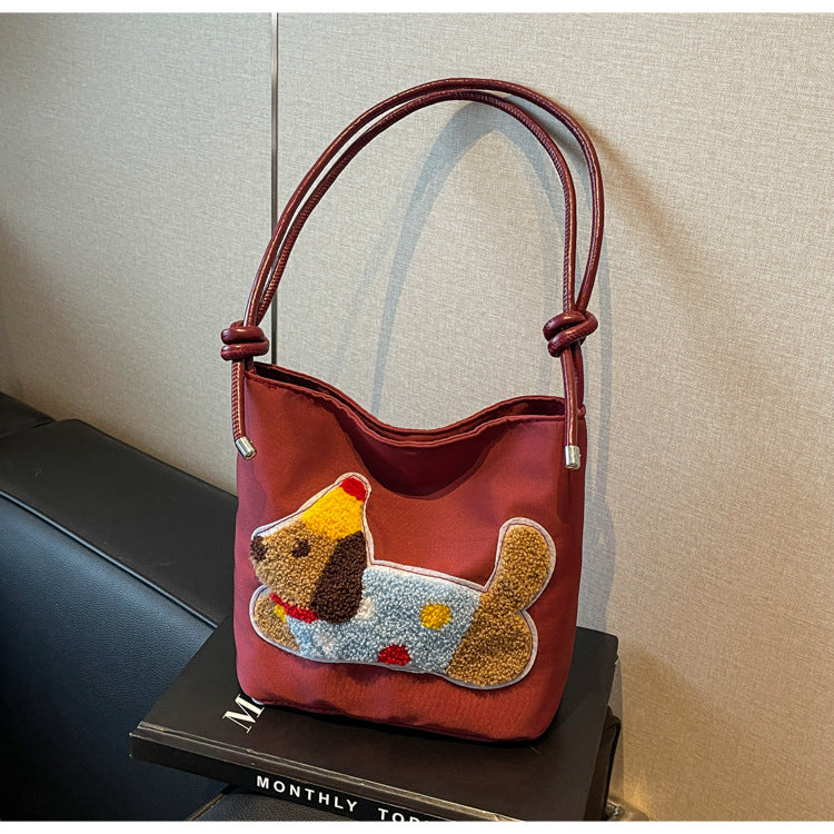 Women's Cute Sausage Dog Fashion Nylon Cloth Shoulder Bags