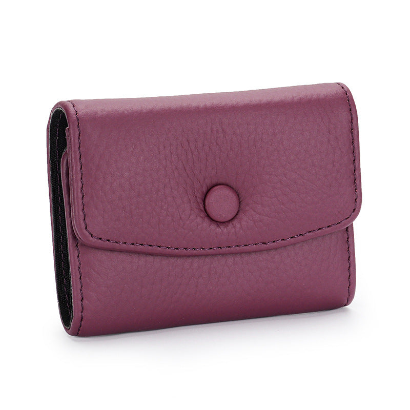 Female First Layer Short Cowhide Expanding Multiple Card Holder