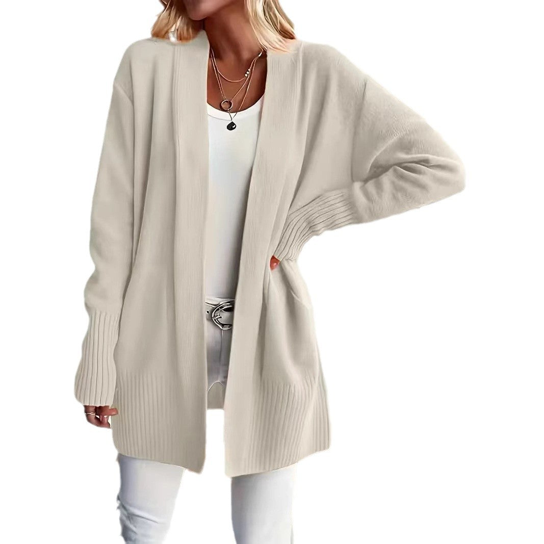 Women's Solid Color Pocket Casual Simple Knitting Sweaters