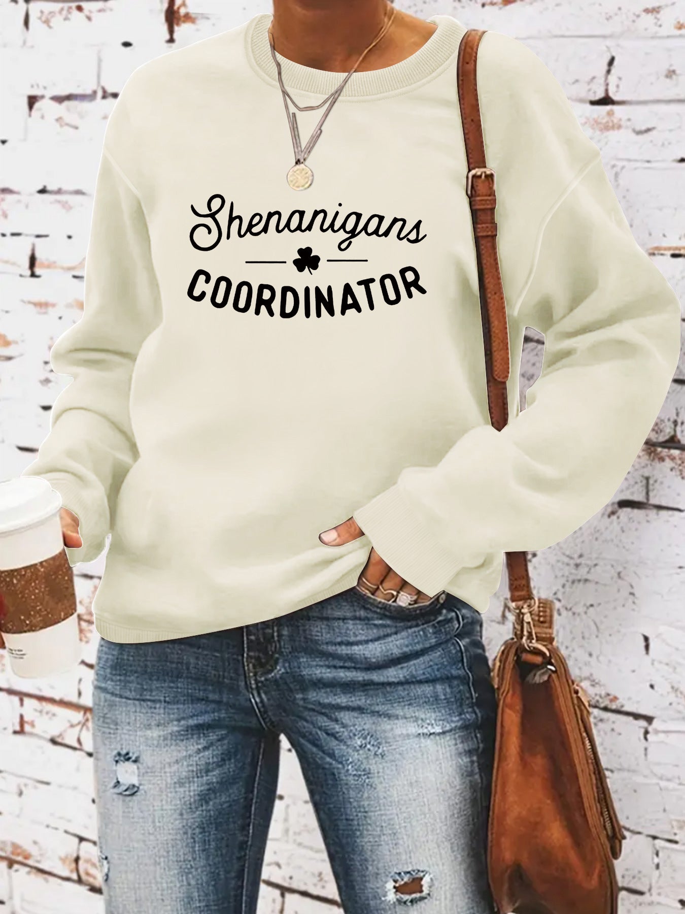 Women's Casual Long-sleeved Round Neck St. Day Printed Pullover Women's Sweater, Sweater