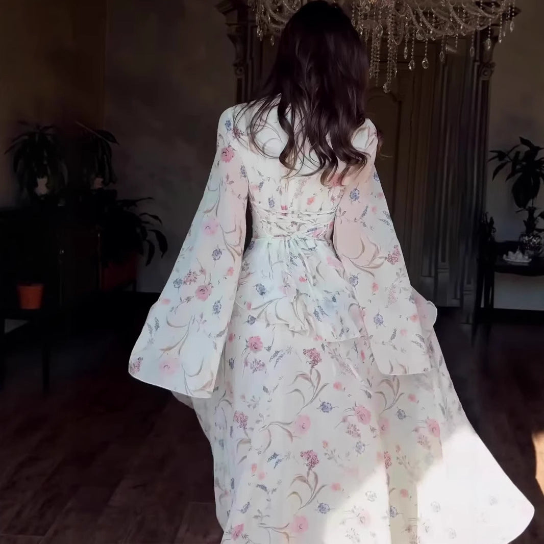 Women's Spring Floral Fresh Soft Temperament Long Dresses