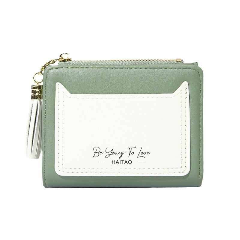 Short Simple Multi Slots Zipper Korean Ladies Wallets