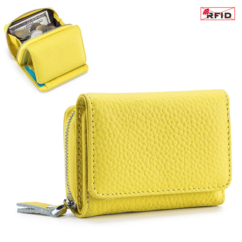 Women's Genuine Leather Style Short Three-fold Mini Ladies Wallets