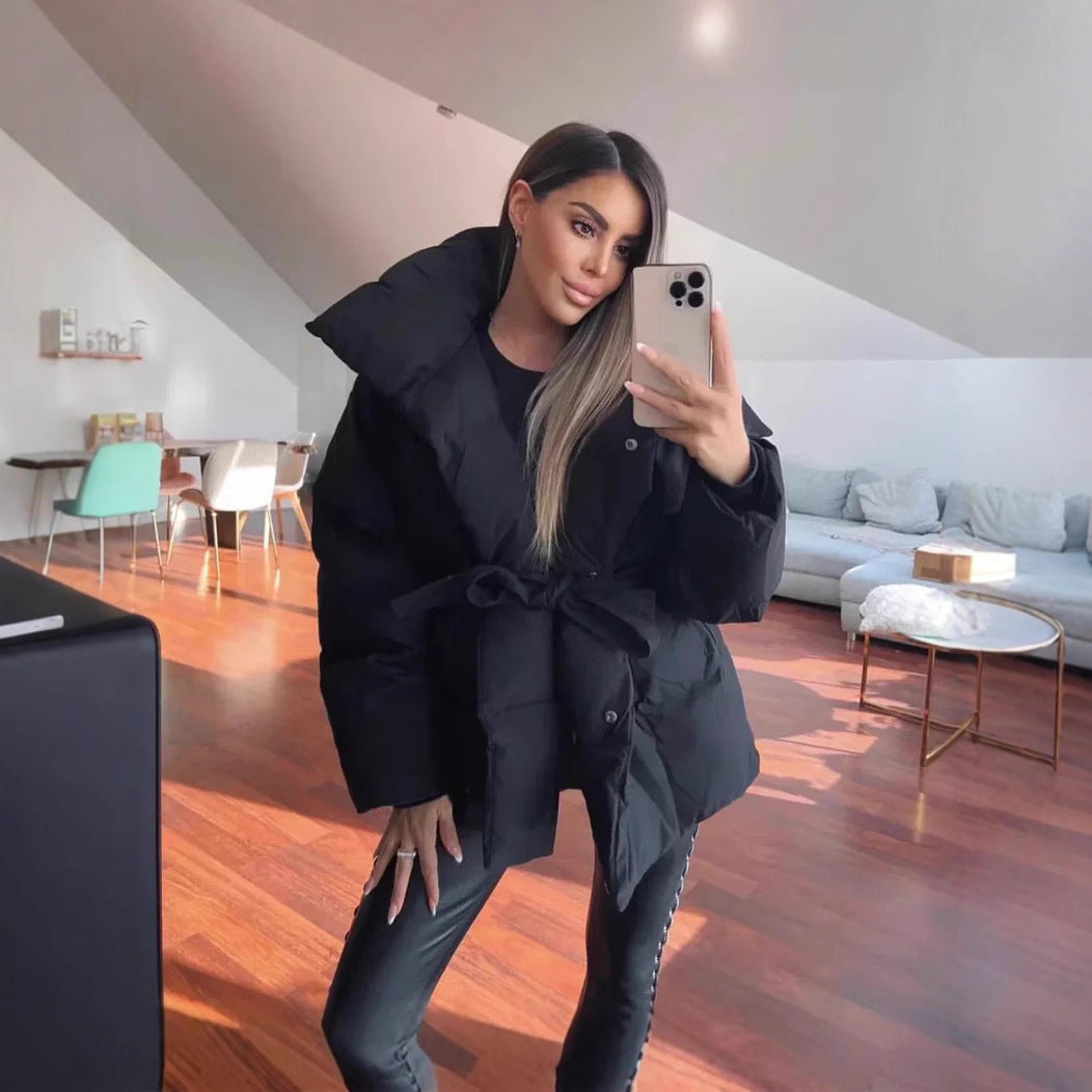 Women's Long Sleeves Waist Loose Solid Color Coats