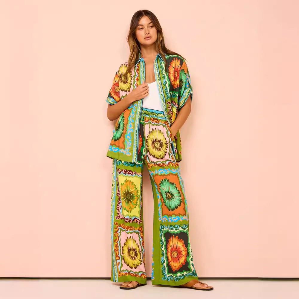 Fashion Personalized Printed Sleeve Vacation Leisure Suits