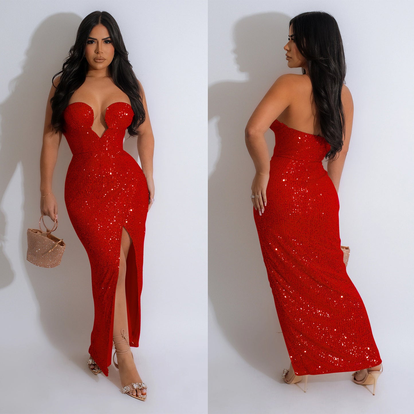 Women's Fashion Wear Solid Color Sexy Sequins Dresses