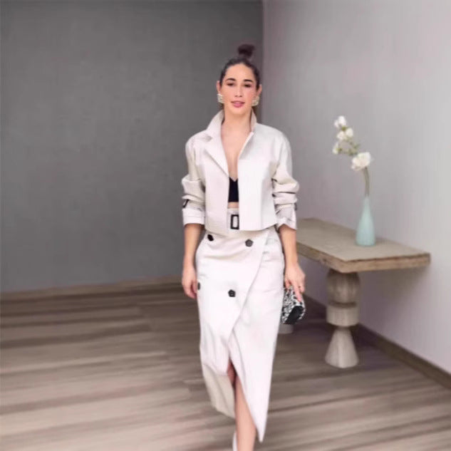 Casual Leisure Cargo Elegant Button Belt Suits
