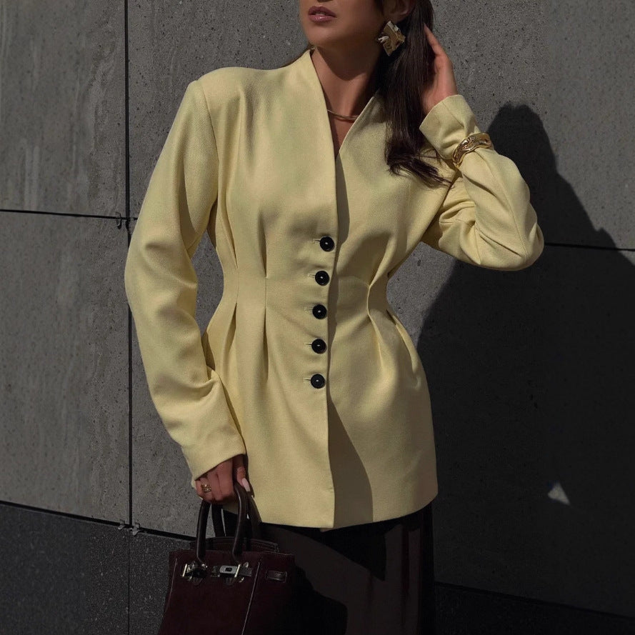 Women's High-grade Vintage Single-breasted Long Sleeves Commuter Blazers
