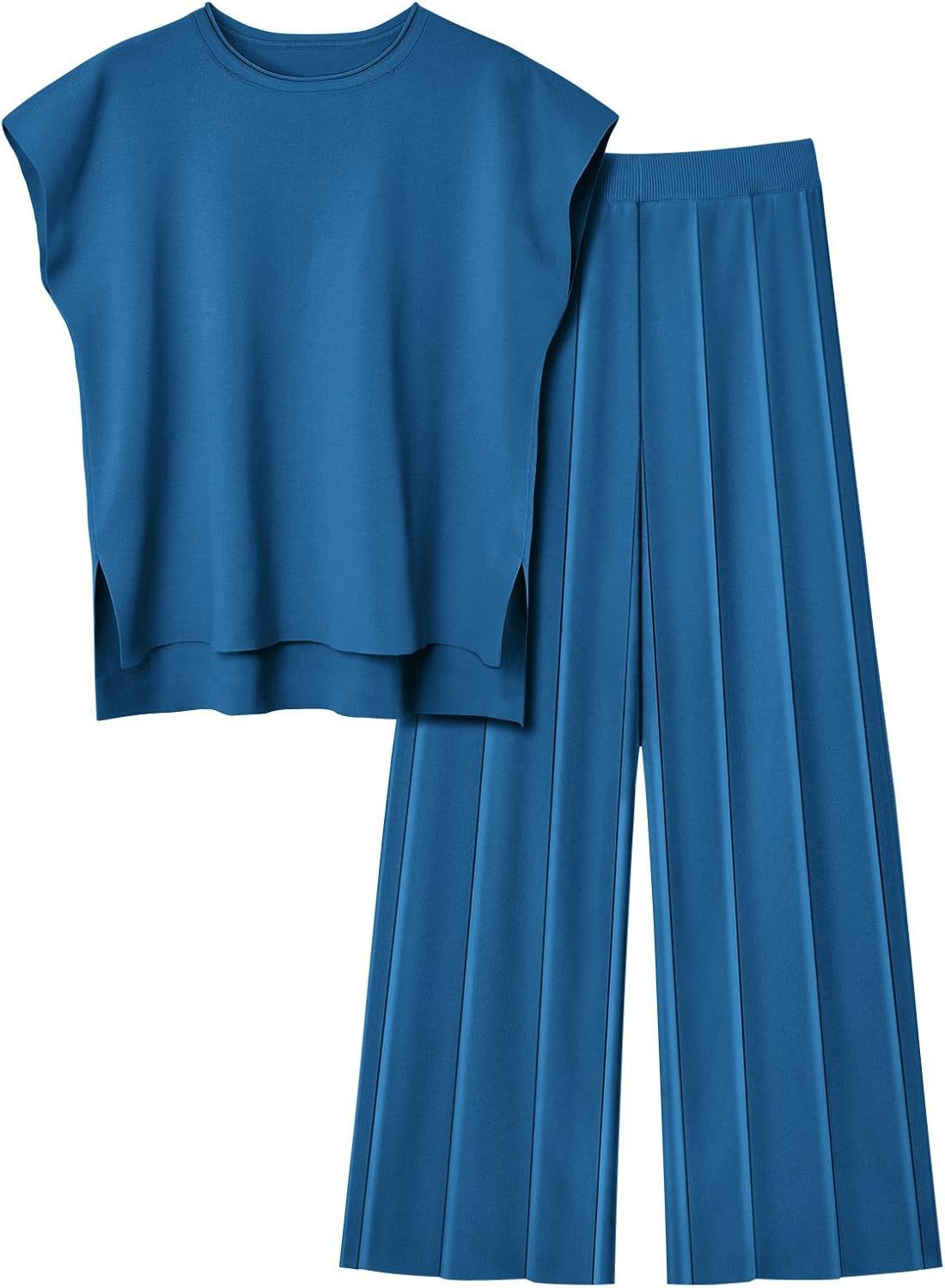 Women's Knit Casual Sleeveless Two-piece Set Suits