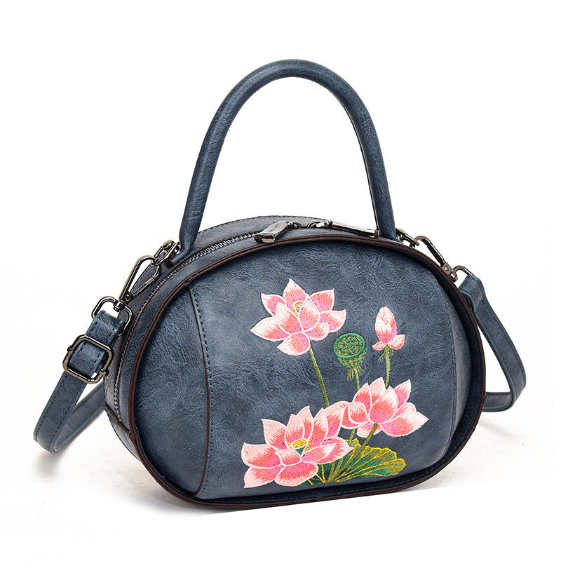 Women's Chinese Style Size Embroidered Lotus Ethnic Handbags