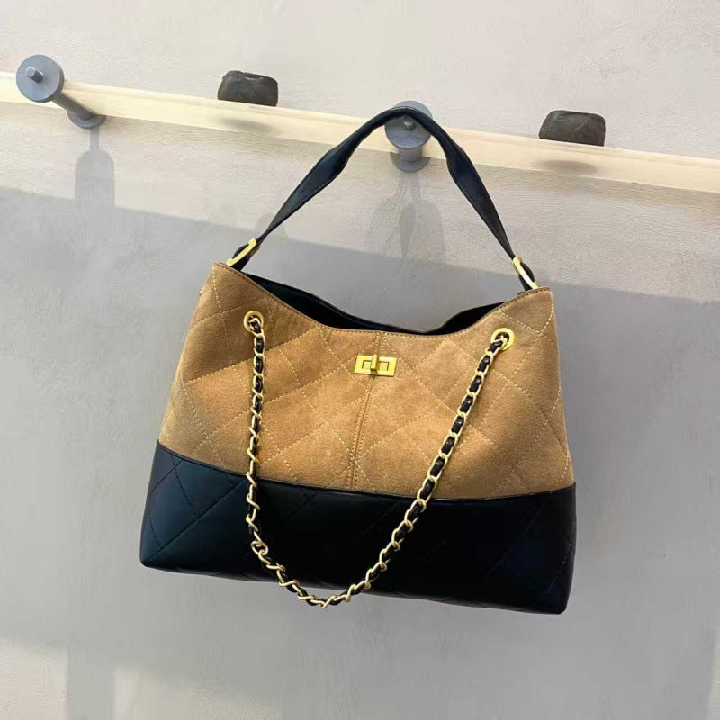 Capacity Genuine Leather Fashion Underarm Frosted Tote Bags