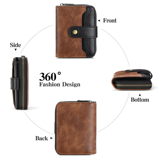 Women's Short Chic Clutch Zipper Hasp Pocket Ladies Wallets