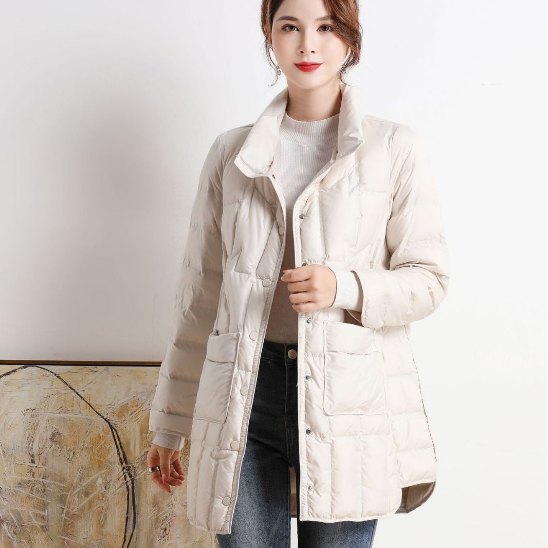 Women's Seamless Adhesive Veet Down Lightweight Mid-length Jackets