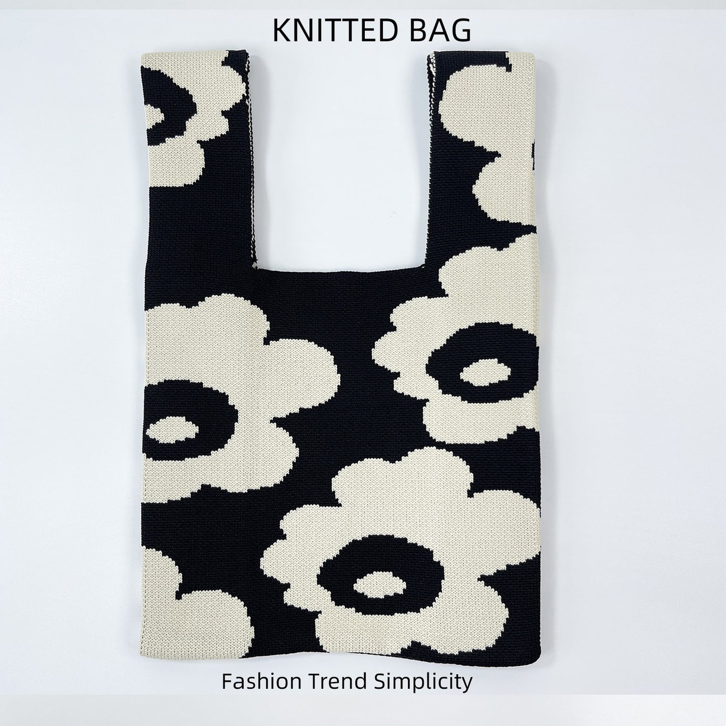 Women's Flower Knitted Large Capacity Totes Wrist Handbags