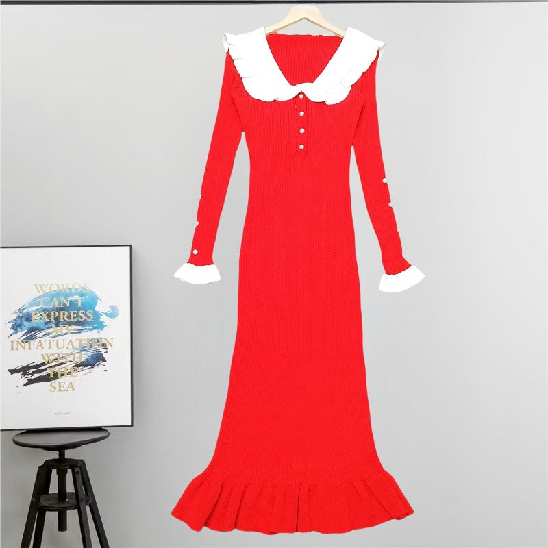 Dress Slim Fit Patchwork Elegant Knitted Skirts