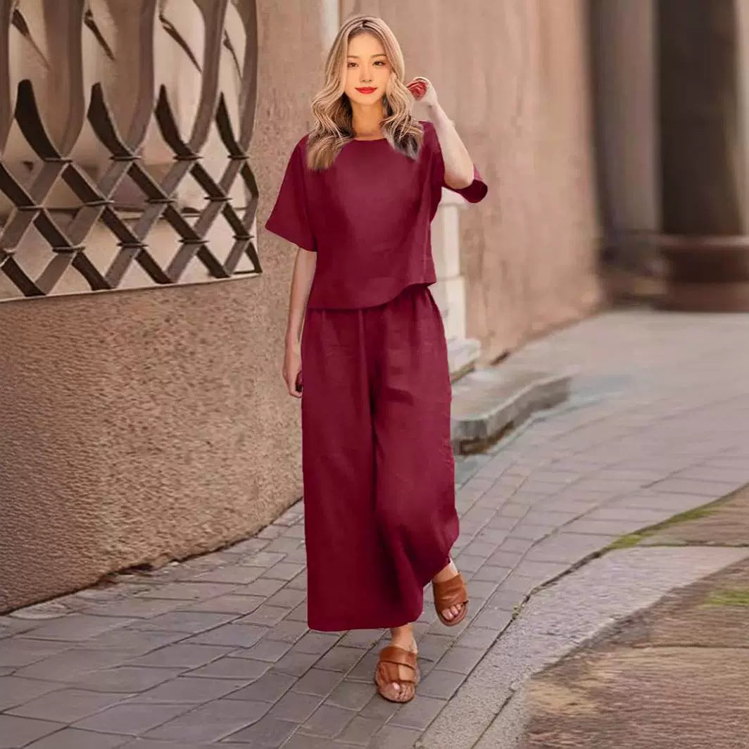 Women's Solid Color Sleeve Temperament Commute Two-piece Fashion Casual Suit