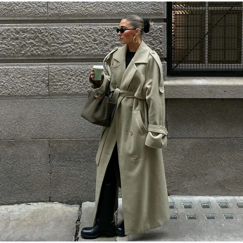 Women's New Trendy Scarf Design Woolen Coats