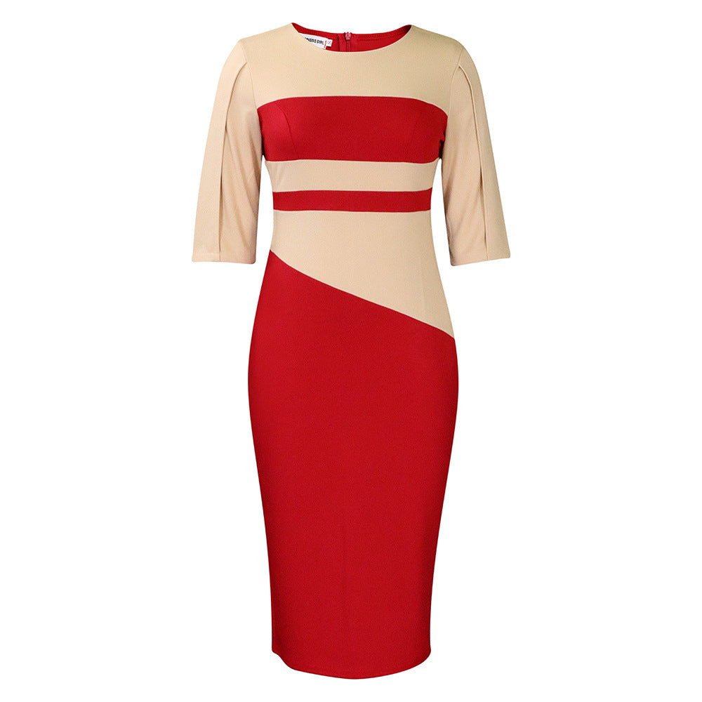 Women's African Large Spring Fashion Temperament Ol Half Sleeve Color Matching Clothing