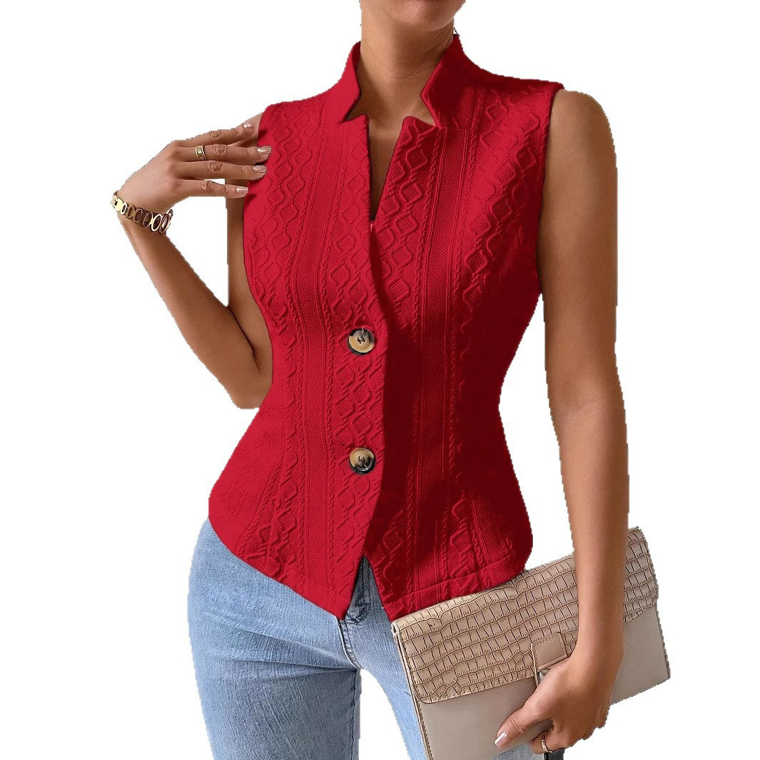 Women's Commuter Button Sleeveless Waistcoat Female Women's Vest