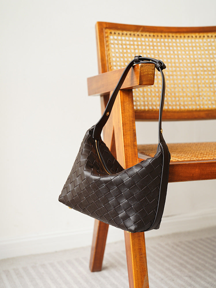 Women's Leather Soft Sheepskin Woven Elegant Commuter Handbags