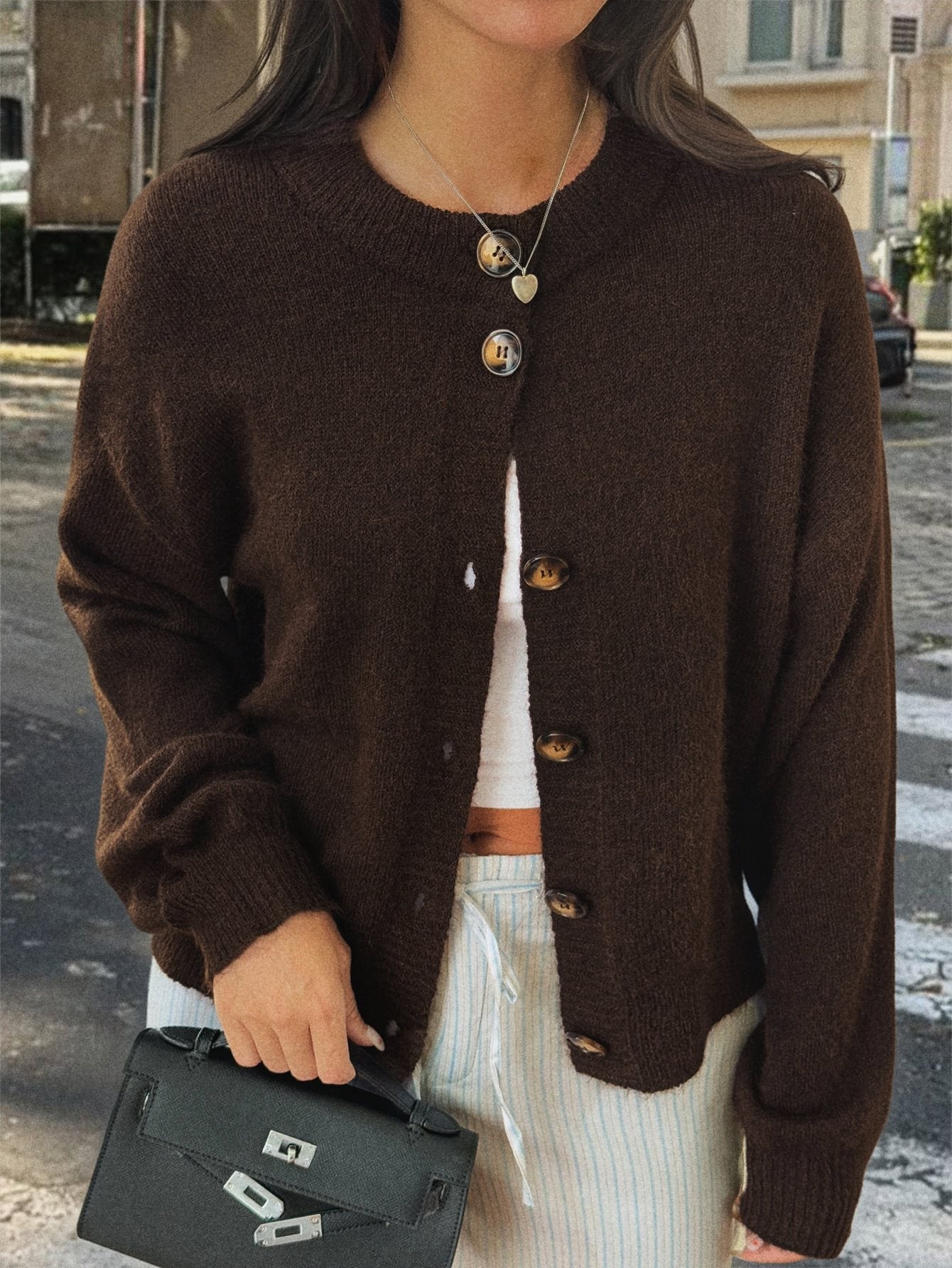 Women's Casual Simple Buttons Long Sleeve Sweaters