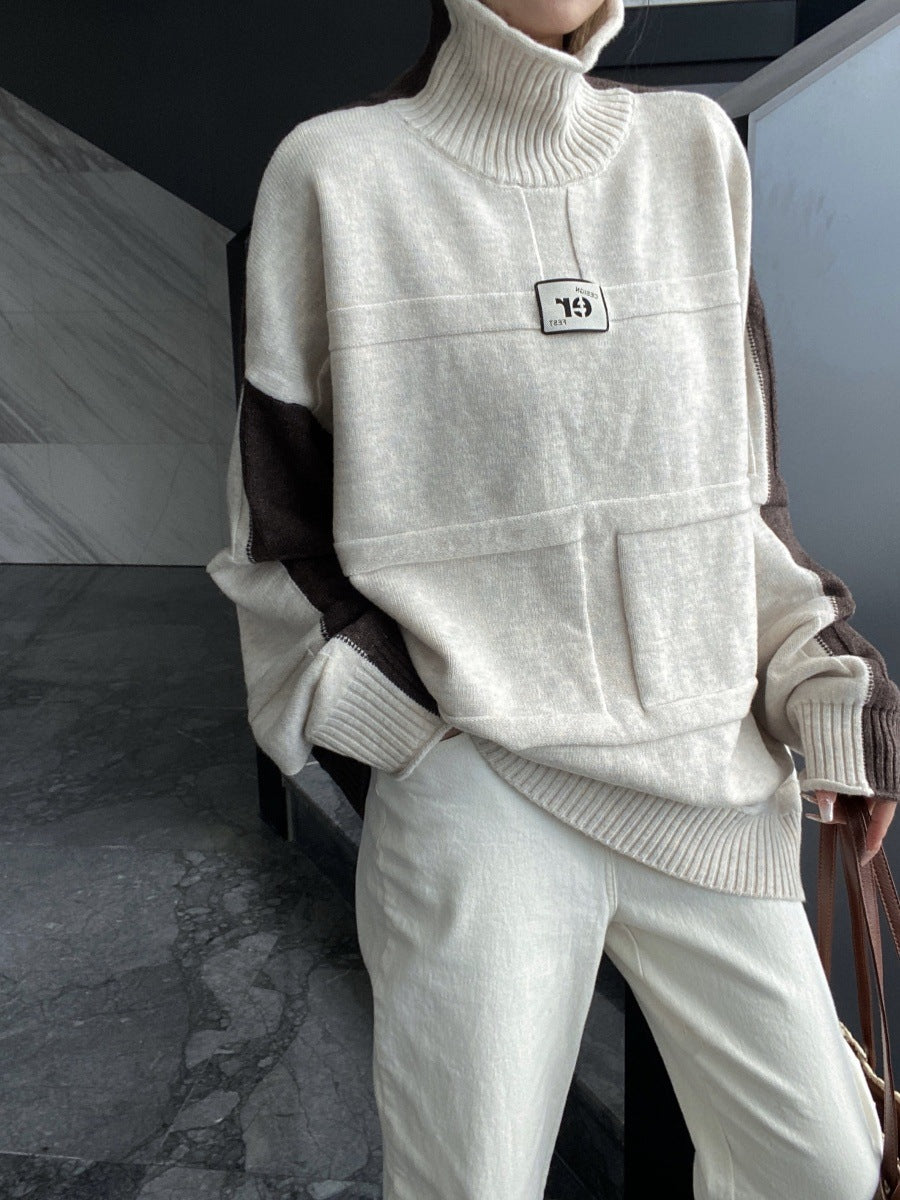 Pullover Loose Two-sided Wear Idle Style Large Version Outer Sweaters