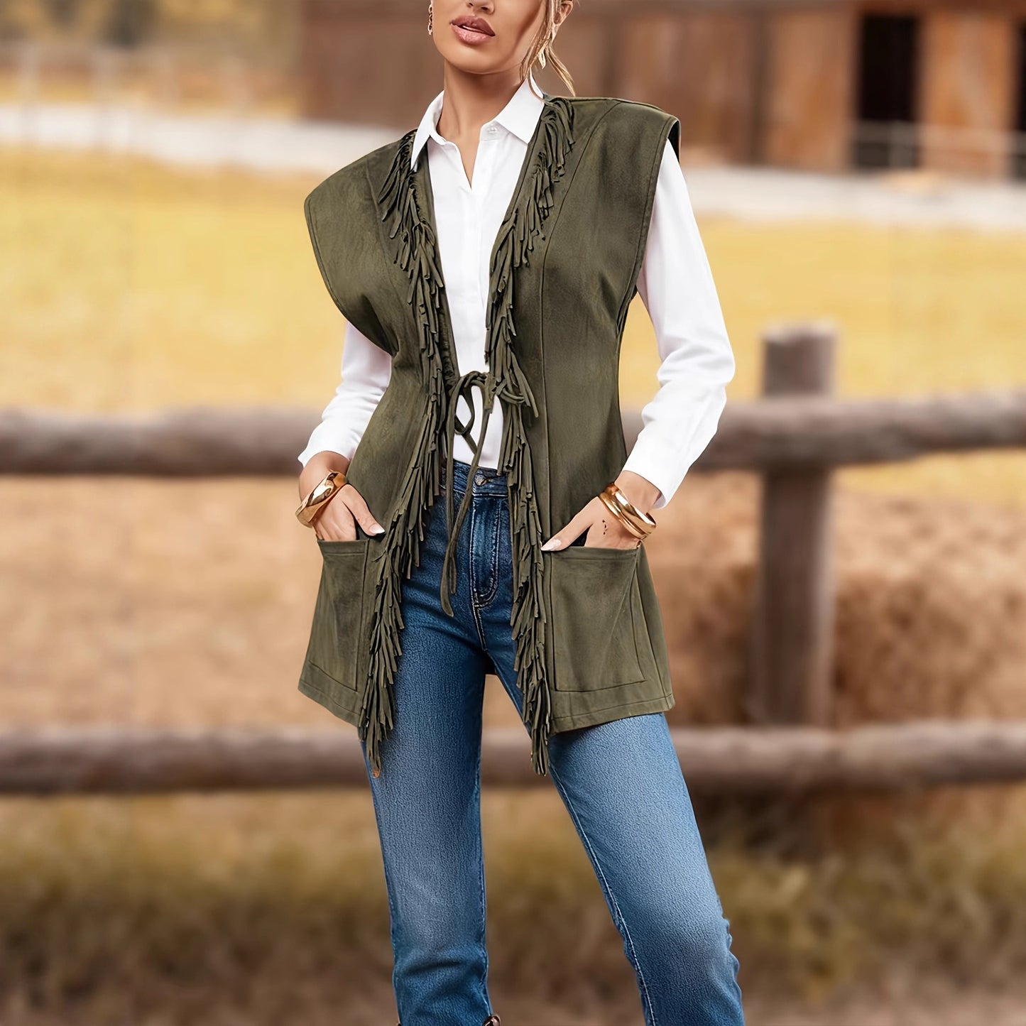 Women's Western Denim Fashion Tassel Loose Casual Retro Cardigans