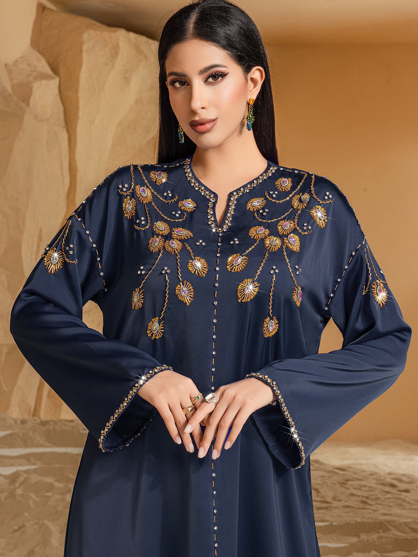Dark Blue Saudi Arabia Diamond Dress Dresses