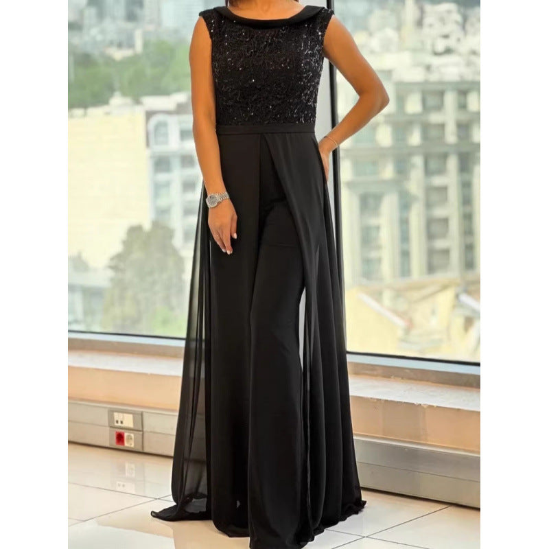 Women's Fashionable Sequins Slim Fit Patchwork One-piece Women's Jumpsuit/clothing
