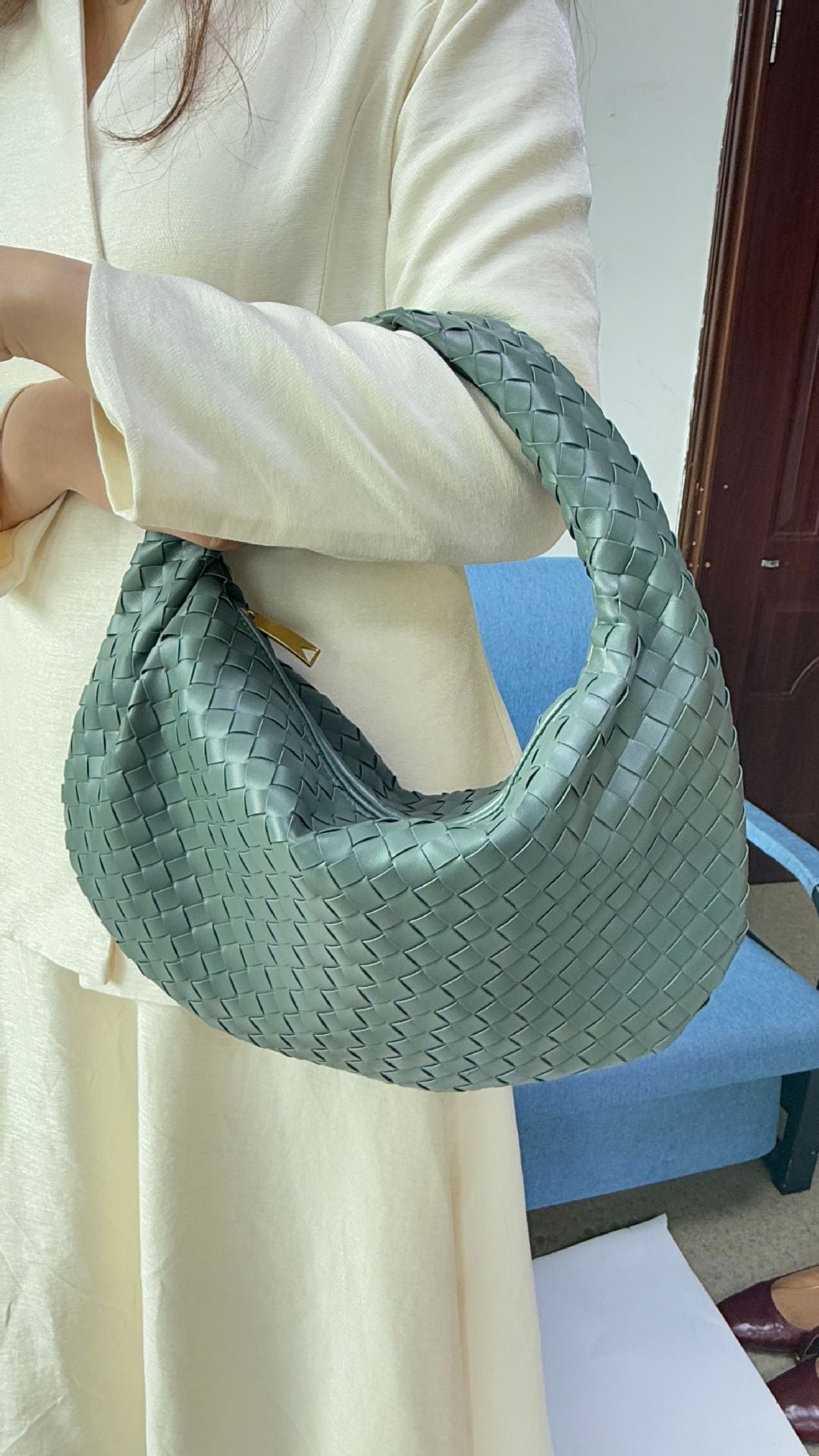 Women's Denim Woven Fashion Portable Horn Bags