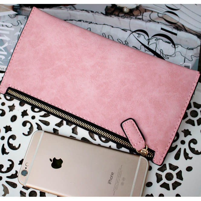 Simple Frosted Long Female Thin Section Zipper Ladies Wallets