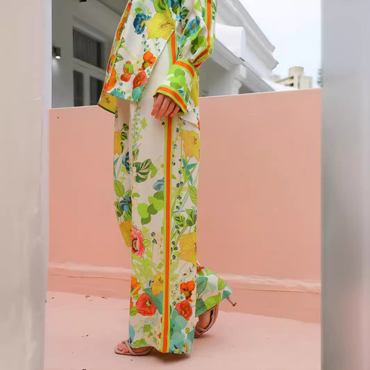 Printing Lace Color Block Holiday Leisure Fashion Casual Suit