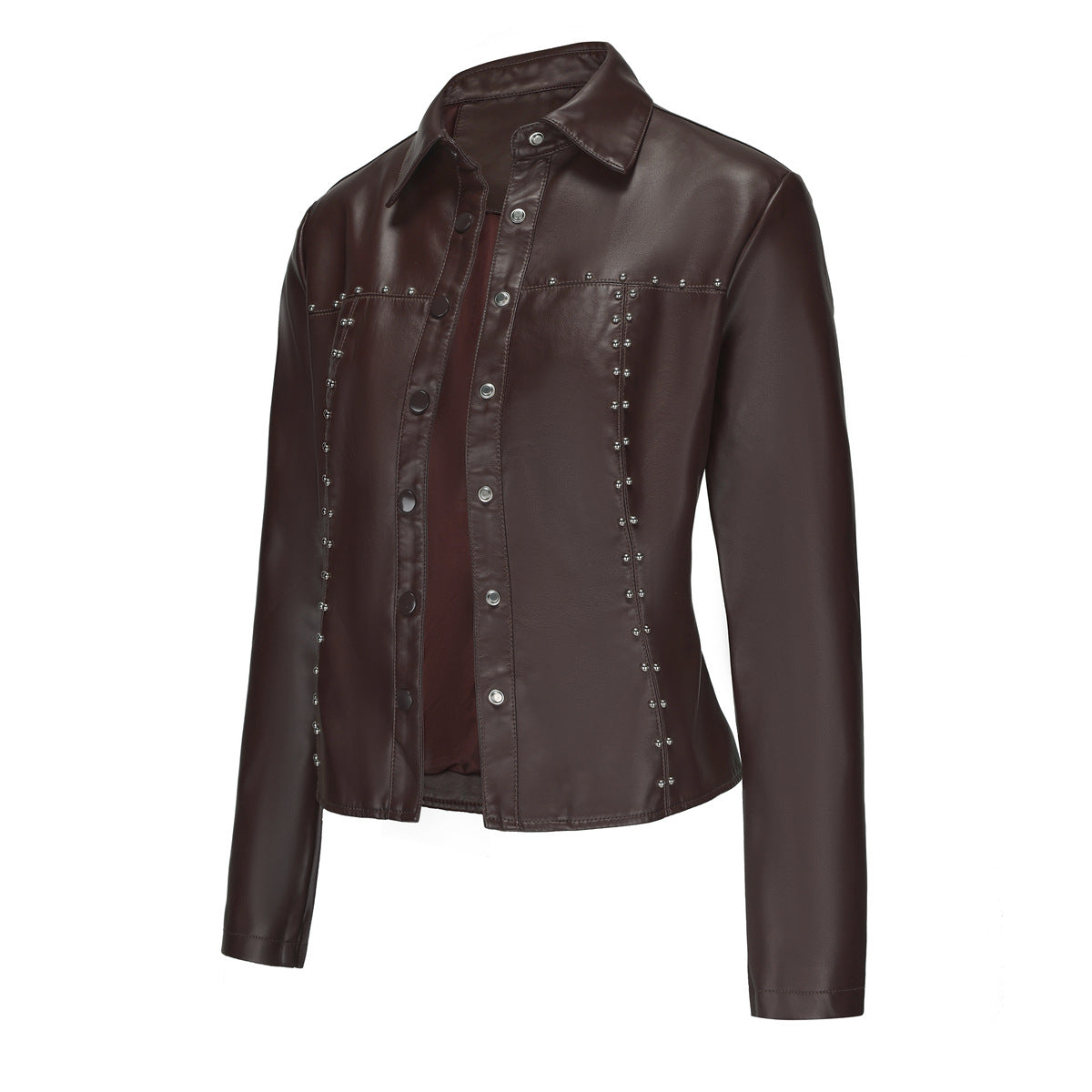 Women's Rivet Leather Button Fashion Popular Thin Jackets