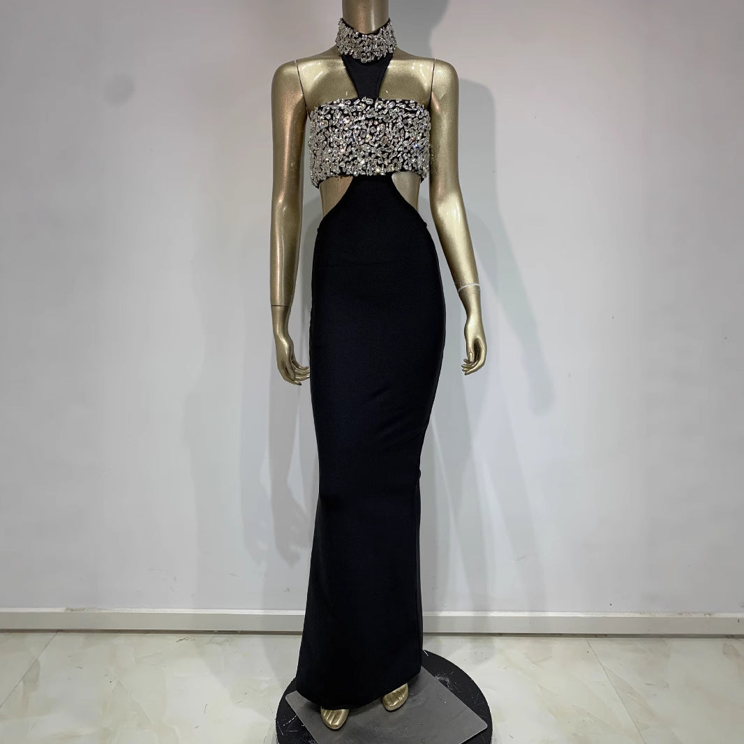 Rhinestone Bandage One-piece Dress Birthday Banquet Dresses