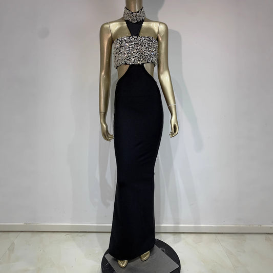 Rhinestone Bandage One-piece Dress Birthday Banquet Dresses
