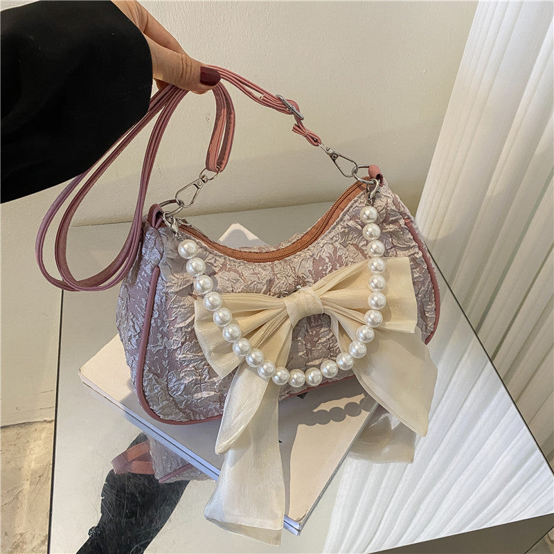 Women's Popular Niche Bow Summer Fashion Pearl Bags