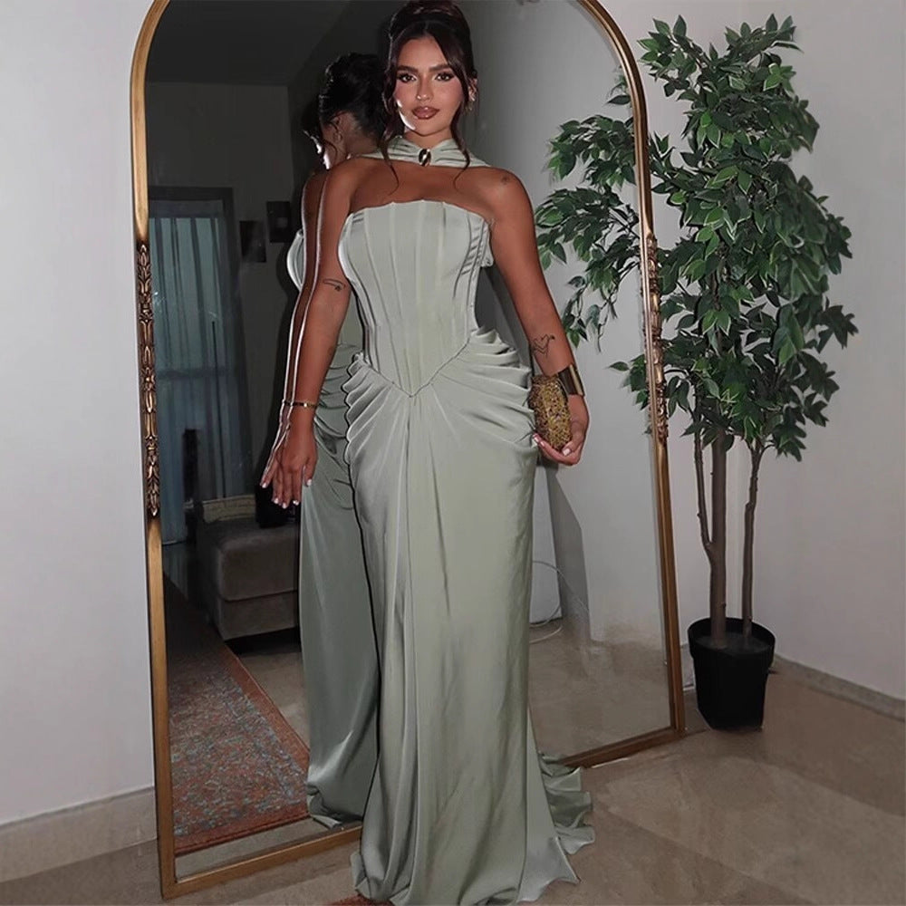 Women's Pure Color Halter Tube Dress Dresses