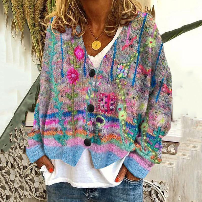 Women's Printed Wear Soft Casual Cloak Fashion Knitwear