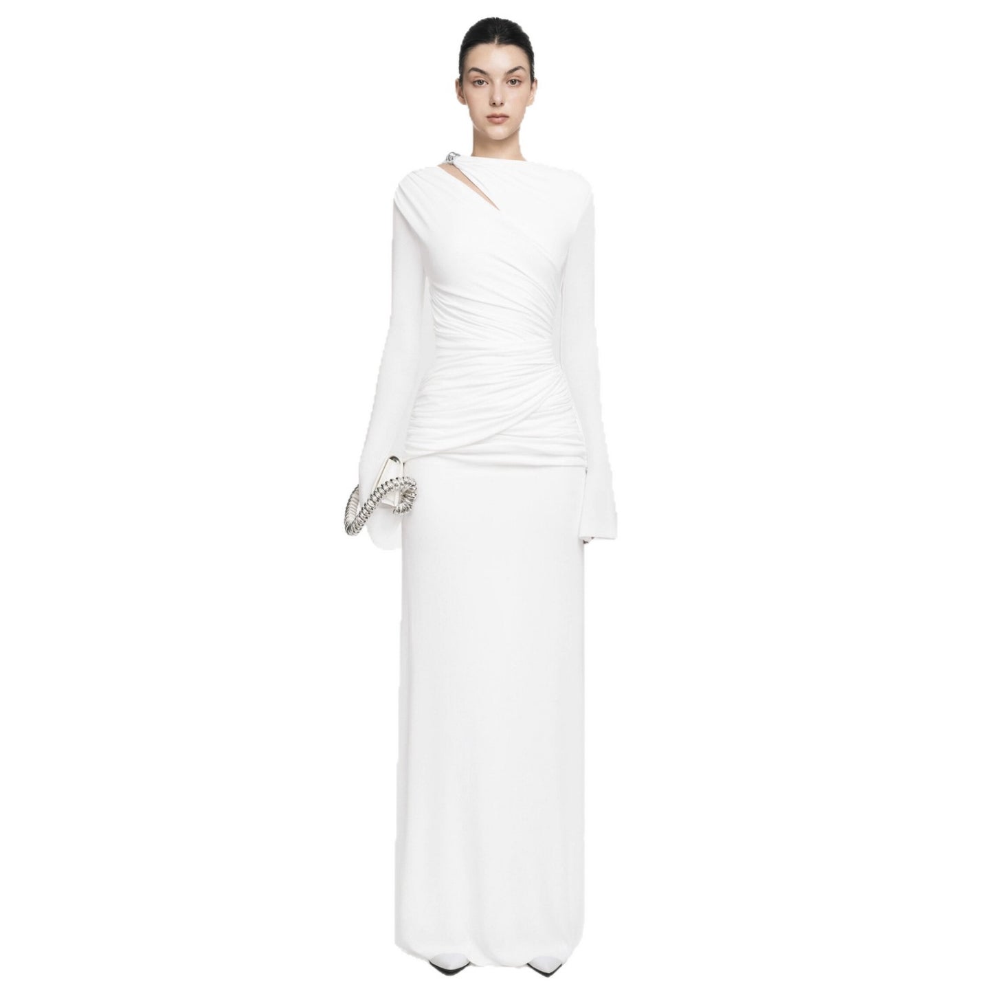 Women's Simple Solid Color Round Neck Long Dresses