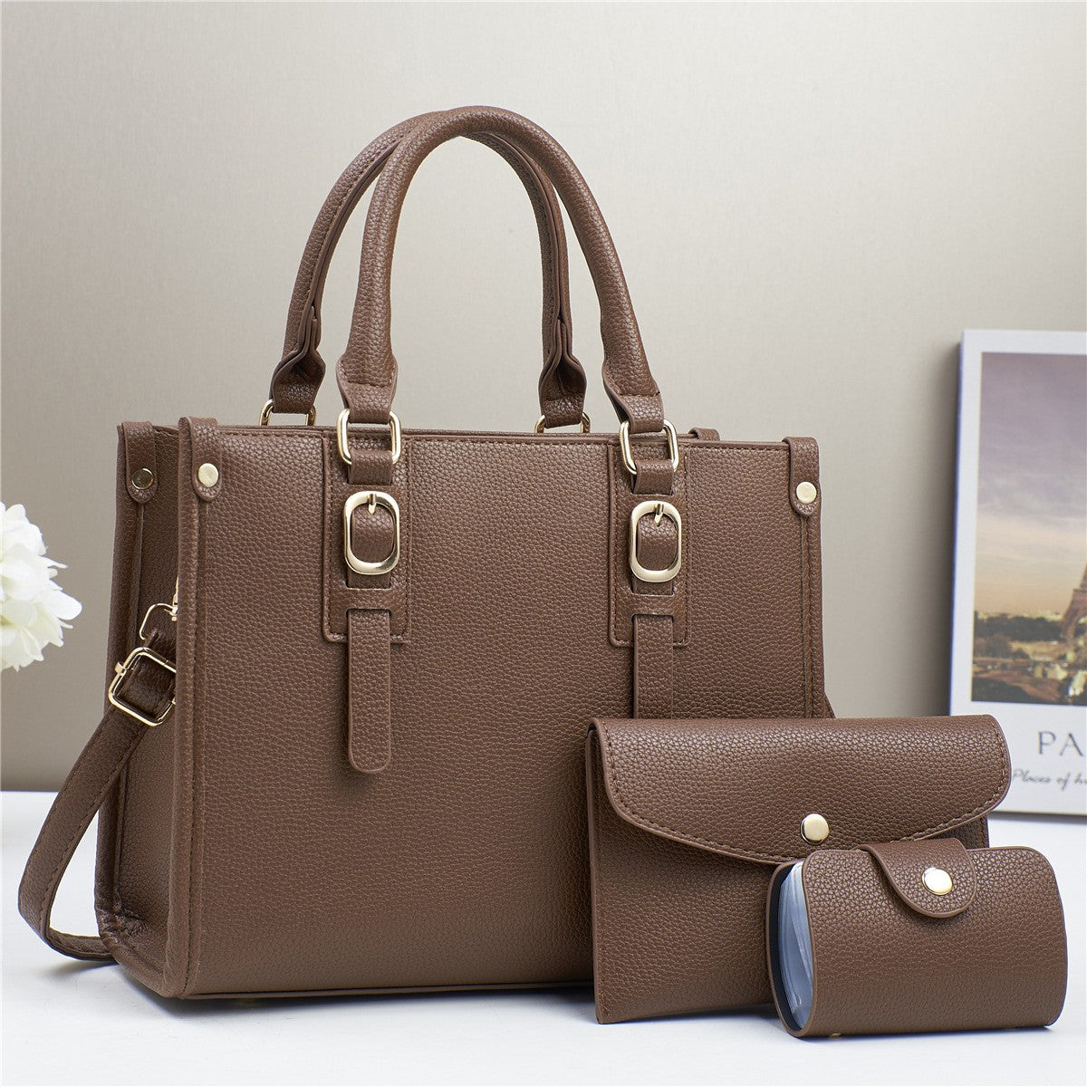 Women's Fashion Combination Soft Leather Set Large Handbags