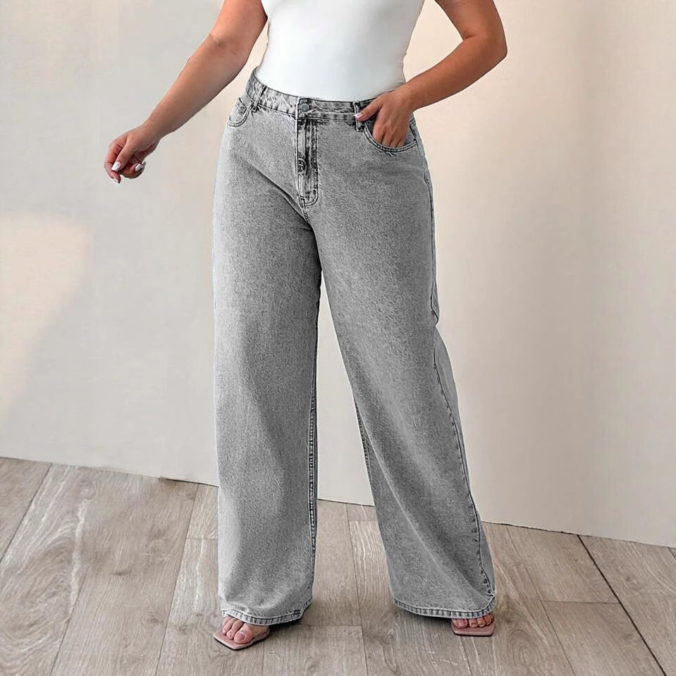 Women's Ripped Washed High Waist Straight Slimming Jeans
