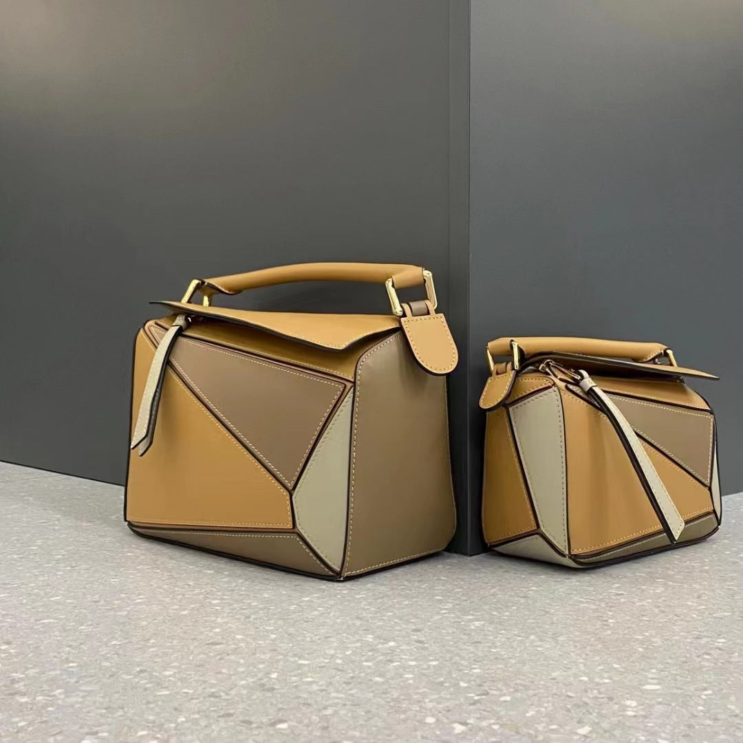 Women's Leather Handmade Beeswax Thread Geometric Special Interest Crossbody Bags