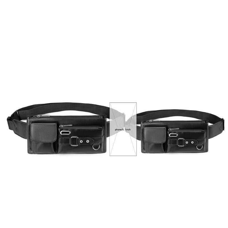 Men's Stylish Leather Korean Simple Black Men's Waist Packs