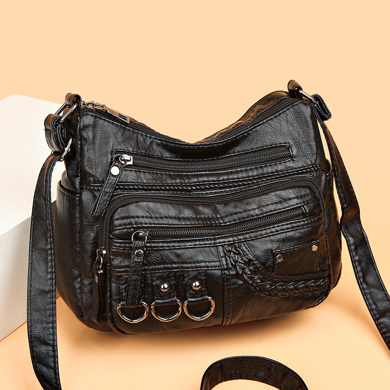 Women's Innovative Mother's Trendy Washed Leather Crossbody Bags