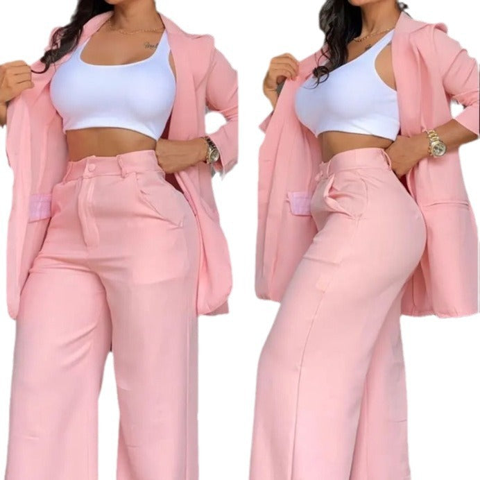 Women's Elegant Pure Color Split Sleeve Lapel Suits