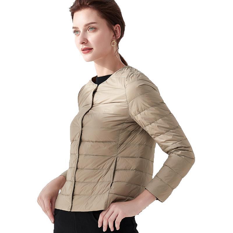 Women's Neck Slim Fit Large Collarless Long Jackets