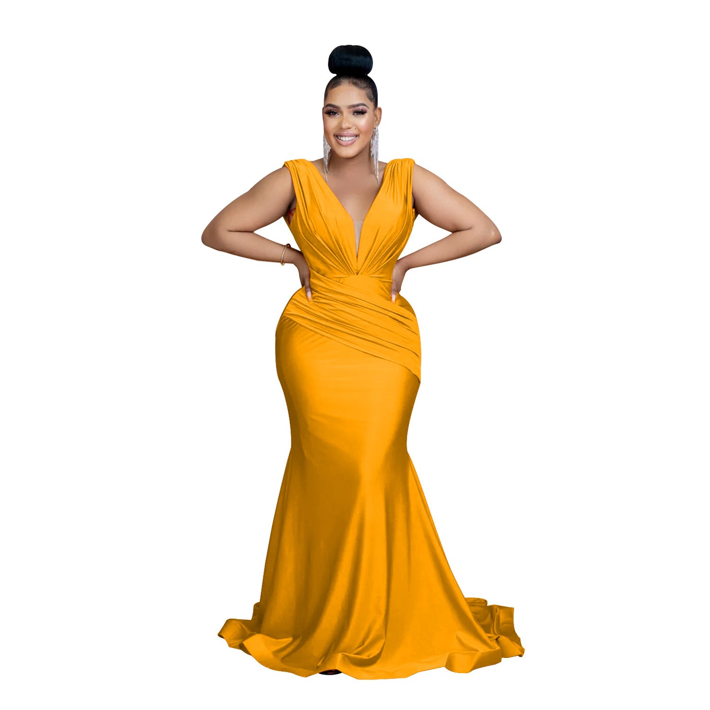 Women's Fashion Wear Solid Color Sleeveless Pleated Dresses